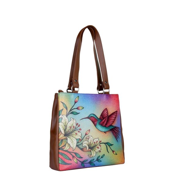 Printed Leather Shoulder Tote Bag for Women – Top Handle Handbag Purse Work - Picture 6 of 9